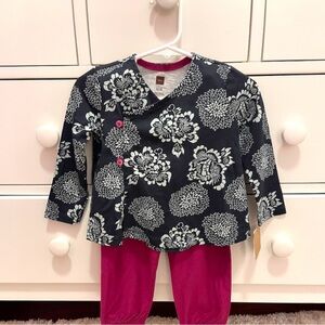 Tea Collection Baby Girl Navy & Fuchsia Wrap Top and Matching Pants - 12-18M